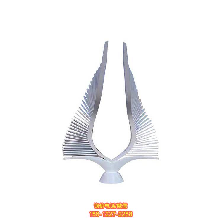 不銹鋼抽象動(dòng)物雕塑，美化水景