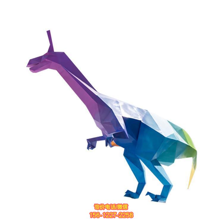 不銹鋼彩繪抽象恐龍雕塑，點(diǎn)綴廣場空間