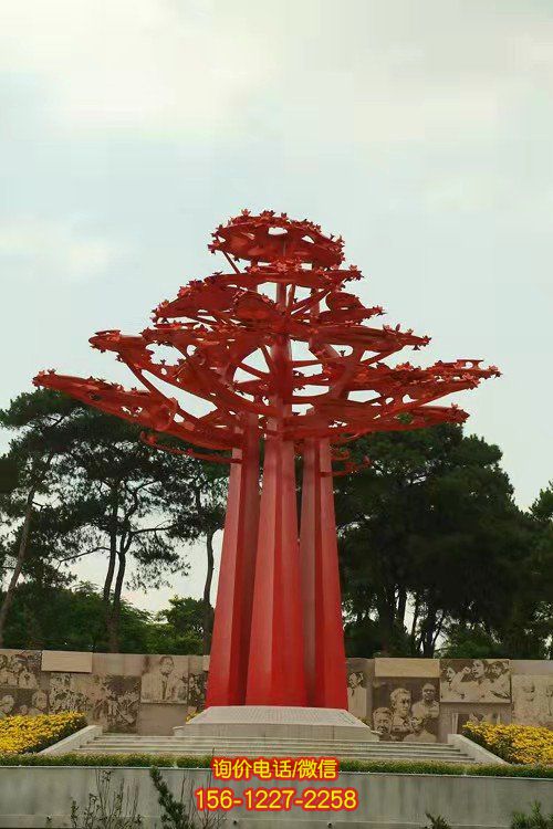 戶外大型不銹鋼噴漆 樹雕塑創(chuàng)意廣場標識