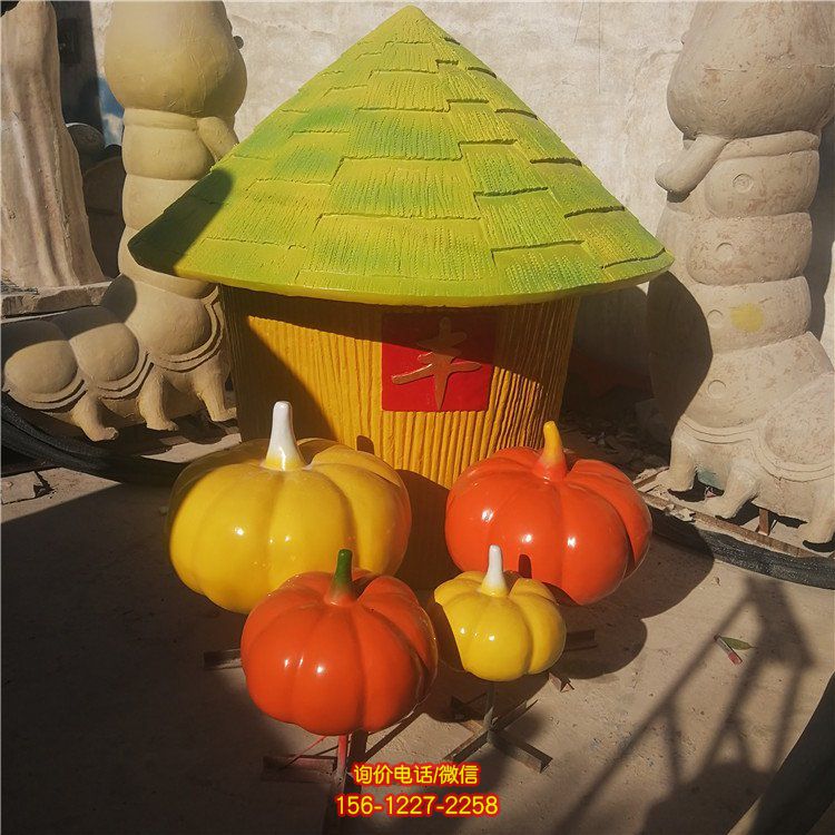 農場擺放玻璃鋼噴漆豐收南瓜景觀雕塑