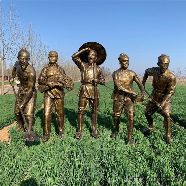 農耕主題雕塑，農民豐收雕塑，農民耕作雕塑