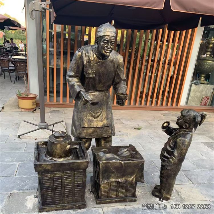 民俗小吃雕塑 玻璃鋼小吃街雕塑